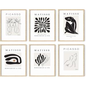imageHAUS AND HUES Matisse Picasso With Artist Names Set of 616x20  Framed BeigeWith Titles