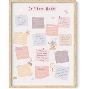 imageHAUS AND HUES Mental Health Poster  Mental Health Wall Art Psychology Posters for Therapist Office Mindfulness Posters Recovery Poster School Psychologist Gifts Unframed 24x36Self Love Hacks
