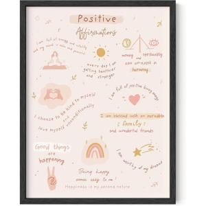 imageHAUS AND HUES Mental Health Poster  Mental Health Wall Art Psychology Posters for Therapist Office Mindfulness Posters Recovery Poster School Psychologist Gifts 16quot x 20quot Framed BlackPositive Affirmations