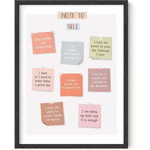 imageHAUS AND HUES Mental Health Poster  Mental Health Wall Art Psychology Posters for Therapist Office Mindfulness Posters Recovery Poster School Psychologist Gifts 16quot x 20quot Framed BlackNotes to Self