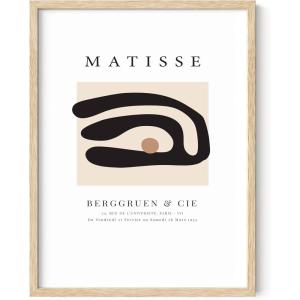 imageHAUS AND HUES Paper Cutouts Art Exhibition Poster  Matisse Poster Abstract Art Print Wave Leaf Matisse Wall Decor for Dorm Bedroom and Living Room Walls Black Frame 24x36Wavy Leaves