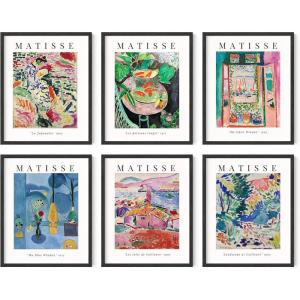 imageHAUS AND HUES Pink Wall Decor  Set of 6 Feminine Wall Art Matisse Wall Art Aesthetic Vintage Frameable Art Pink Art Decor For Girls Room Beige Frame 8x10Summer Matisse