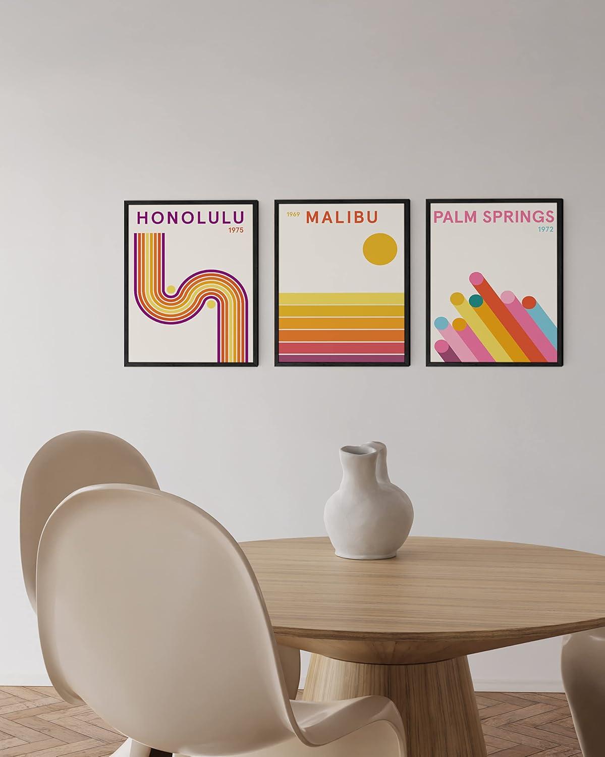 imageHAUS AND HUES Danish Pastel Wall Decor  Set of 3 MatisseInspired Prints Aesthetic Pastel Room Decor Black Frame 12x16Vintage City