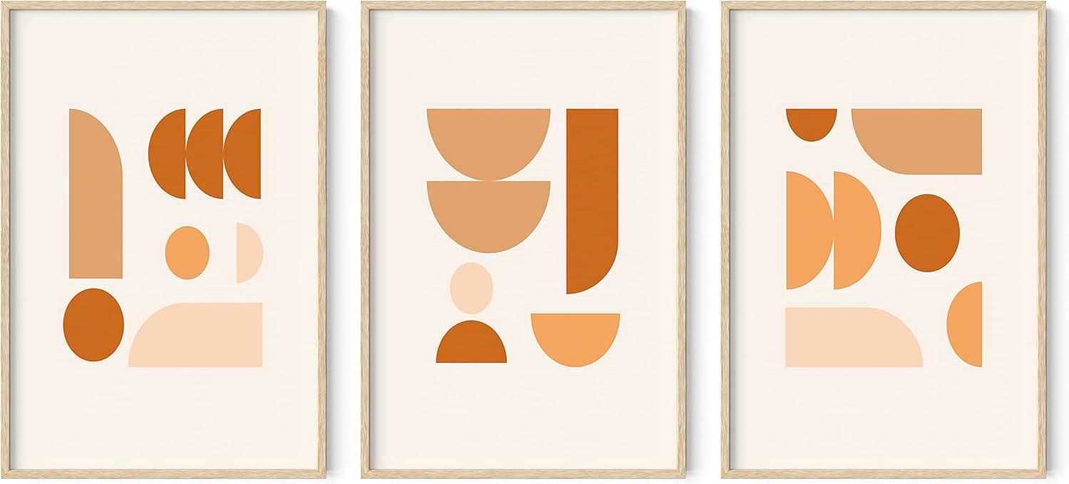 imageHAUS AND HUES Forest Wall Art  Set of 3 Mountain Art for Living Room Nature Posters Landscape Pictures 16quotx20quot Framed BlackMulticolored Circles