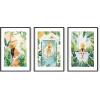 imageHAUS AND HUES Danish Pastel Wall Decor  Set of 3 Matisse Wall Art Danish Pastel Aesthetic Posters for Bedroom Abstract Art Wall Decor for Dorm Living Room Beige Frame 24x36Tropical Bohemian Watercolor
