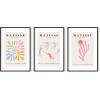 imageHAUS AND HUES Danish Pastel Wall Decor  Set of 3 Matisse Wall Art Danish Pastel Aesthetic Posters for Bedroom Abstract Art Wall Decor for Dorm Living Room Beige Frame 24x36Pastel Matisse