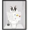 imageHAUS AND HUES Funny Dog Wall Art  French Bulldog in Bathroom Animal Posters Black Frame 12x16Black Framed
