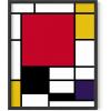 imageHAUS AND HUES Geometric Wall Art  Piet Mondrian Modern Print Red and Yellow Painting Abstract Yellow and Blue Poster for Dorm Living Room and Kitchen Walls Beige Frame 24x36Piet Mondrian