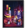 imageHAUS AND HUES Japanese Wall Art  Matsumoto Hoji Frog Framed Print Wabi Sabi Japandi Decor Japanese Frog Art for Bedroom 12x16 Black FrameNeon City