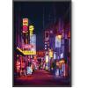 imageHAUS AND HUES Japanese Wall Art  Matsumoto Hoji Frog Framed Print Wabi Sabi Japandi Decor Japanese Frog Art for Bedroom 12x16 Black FrameNeon City