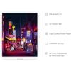 imageHAUS AND HUES Japanese Wall Art  Matsumoto Hoji Frog Framed Print Wabi Sabi Japandi Decor Japanese Frog Art for Bedroom 12x16 Black FrameNeon City