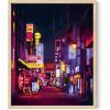 imageHAUS AND HUES Japanese Wall Art  Matsumoto Hoji Frog Framed Print Wabi Sabi Japandi Decor Japanese Frog Art for Bedroom 12x16 Black FrameNeon City