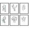 imageHAUS ampamp HUES Asian Art Prints Japanese Wall Decor  Set of 6 Art Posters and Paintings Hokusai Waves Picture 16x20 Framed BlackWatercolor Plants
