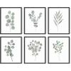 imageHAUS ampamp HUES Asian Art Prints Japanese Wall Decor  Set of 6 Art Posters and Paintings Hokusai Waves Picture 16x20 Framed BlackWatercolor Plants