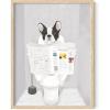 imageHAUS AND HUES Funny Dog Wall Art  French Bulldog in Bathroom Animal Posters Black Frame 12x16Beige Framed