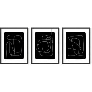 imageHAUS AND HUES Danish Pastel Wall Decor  Set of 3 Matisse Wall Art Danish Pastel Aesthetic Posters for Bedroom Abstract Art Wall Decor for Dorm Living Room Beige Frame 24x36Black Line Art