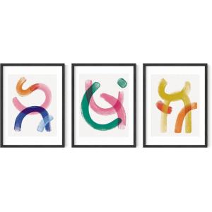 imageHAUS AND HUES Danish Pastel Wall Decor  Set of 3 Matisse Wall Art Danish Pastel Aesthetic Posters for Bedroom Abstract Art Wall Decor for Dorm Living Room Beige Frame 24x36Bright Abstract