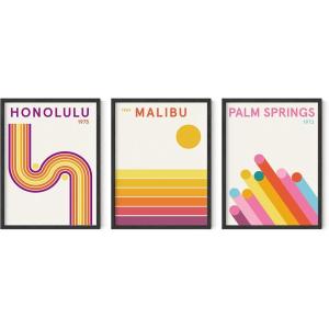 imageHAUS AND HUES Danish Pastel Wall Decor  Set of 3 Matisse Wall Art Danish Pastel Aesthetic Posters for Bedroom Abstract Art Wall Decor for Dorm Living Room Beige Frame 24x36Vintage City