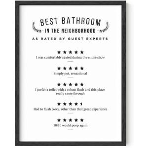 imageHAUS AND HUES Funny Bathroom Decor ampamp Signs  Toilet Rules Wall Art Beige Framed Guest Bathroom Humor Poster  12quotx16quotRatings