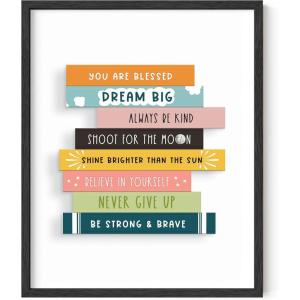 imageHAUS AND HUES Kids Bookshelf Art Print  16quotx20quot  Framed Black