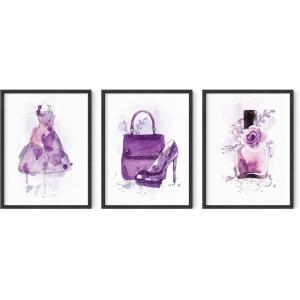 imageHAUS AND HUES Matisse Wall Art Set  3Piece Henri Matisse Prints Modern Artist Poster Collection Beige Frame 12x16Purple Glam Watercolor