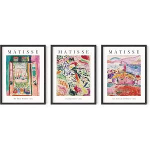 imageHAUS AND HUES Matisse Wall Art Set  3Piece Henri Matisse Prints Modern Artist Poster Collection Beige Frame 12x16Summer Matisse