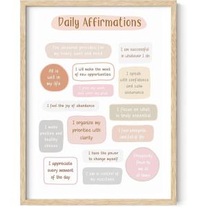 imageHAUS AND HUES Mental Health Poster  Mental Health Wall Art Psychology Posters for Therapist Office Mindfulness Posters Recovery Poster School Psychologist Gifts Unframed 16x20Daily Affirmations