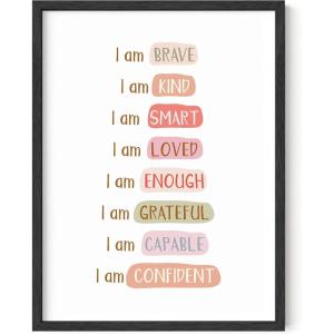 imageHAUS AND HUES Mental Health Poster  Mental Health Wall Art Psychology Posters for Therapist Office Mindfulness Posters Recovery Poster School Psychologist Gifts Unframed 16x20I am Affirmations