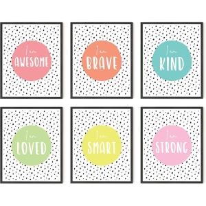 imageKids Aspirational Art Print Set of 68quotx10quot  Framed Black