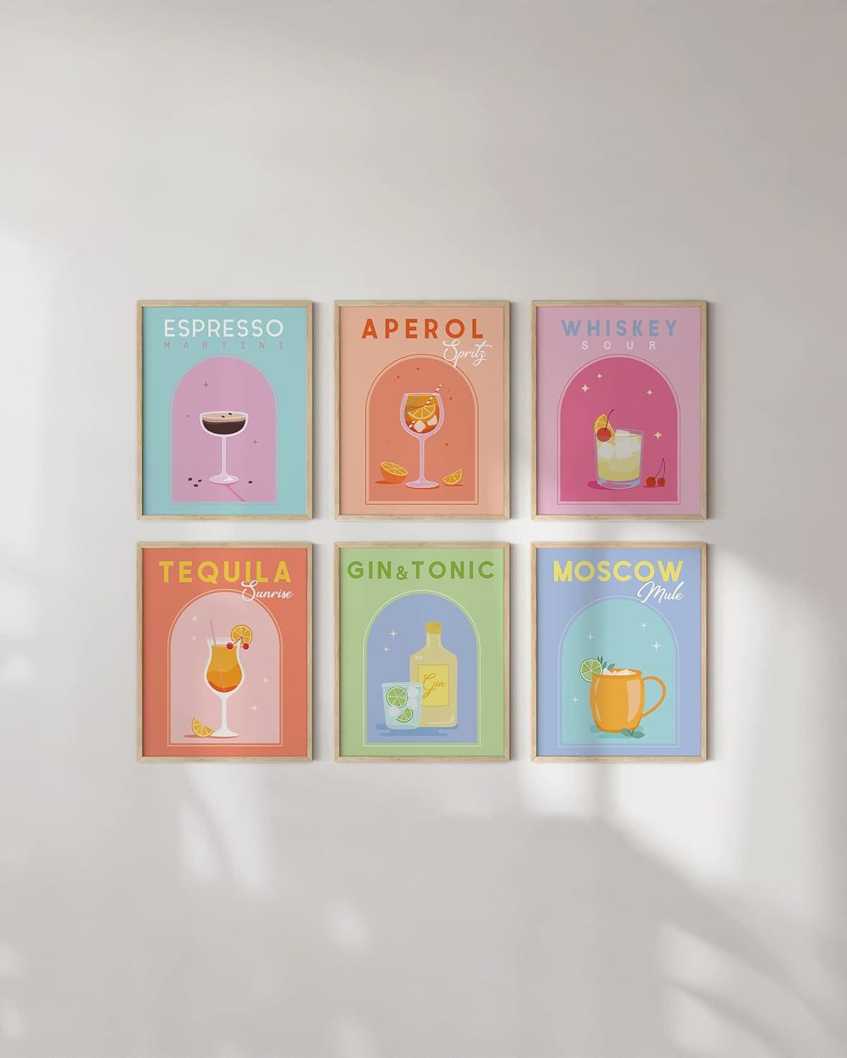 imageHAUS AND HUES Colorful Travel Wall Art  Set of 6 Framed Prints Trendy Preppy Room Decor Aesthetic Travel Posters Around the World Wall Decor Beige Frame 16x20Party