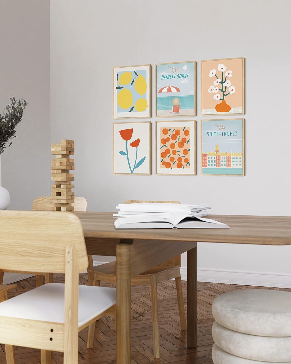 imageHAUS AND HUES Colorful Travel Wall Art  Set of 6 Framed Prints Trendy Preppy Room Decor Aesthetic Travel Posters Around the World Wall Decor Beige Frame 16x20Travel Gallery