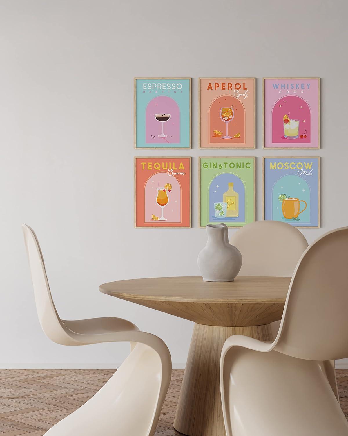 imageHAUS AND HUES Colorful Travel Wall Art  Set of 6 Framed Prints Trendy Preppy Room Decor Aesthetic Travel Posters Around the World Wall Decor Beige Frame 16x20Party