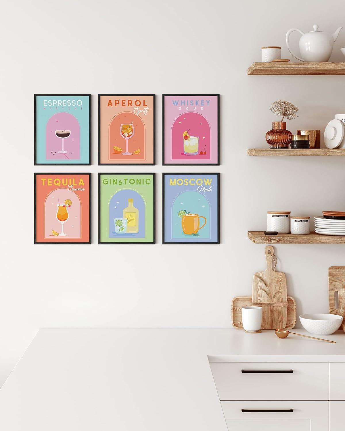 imageHAUS AND HUES Colorful Travel Wall Art  Set of 6 Framed Prints Trendy Preppy Room Decor Aesthetic Travel Posters Around the World Wall Decor Beige Frame 16x20Party