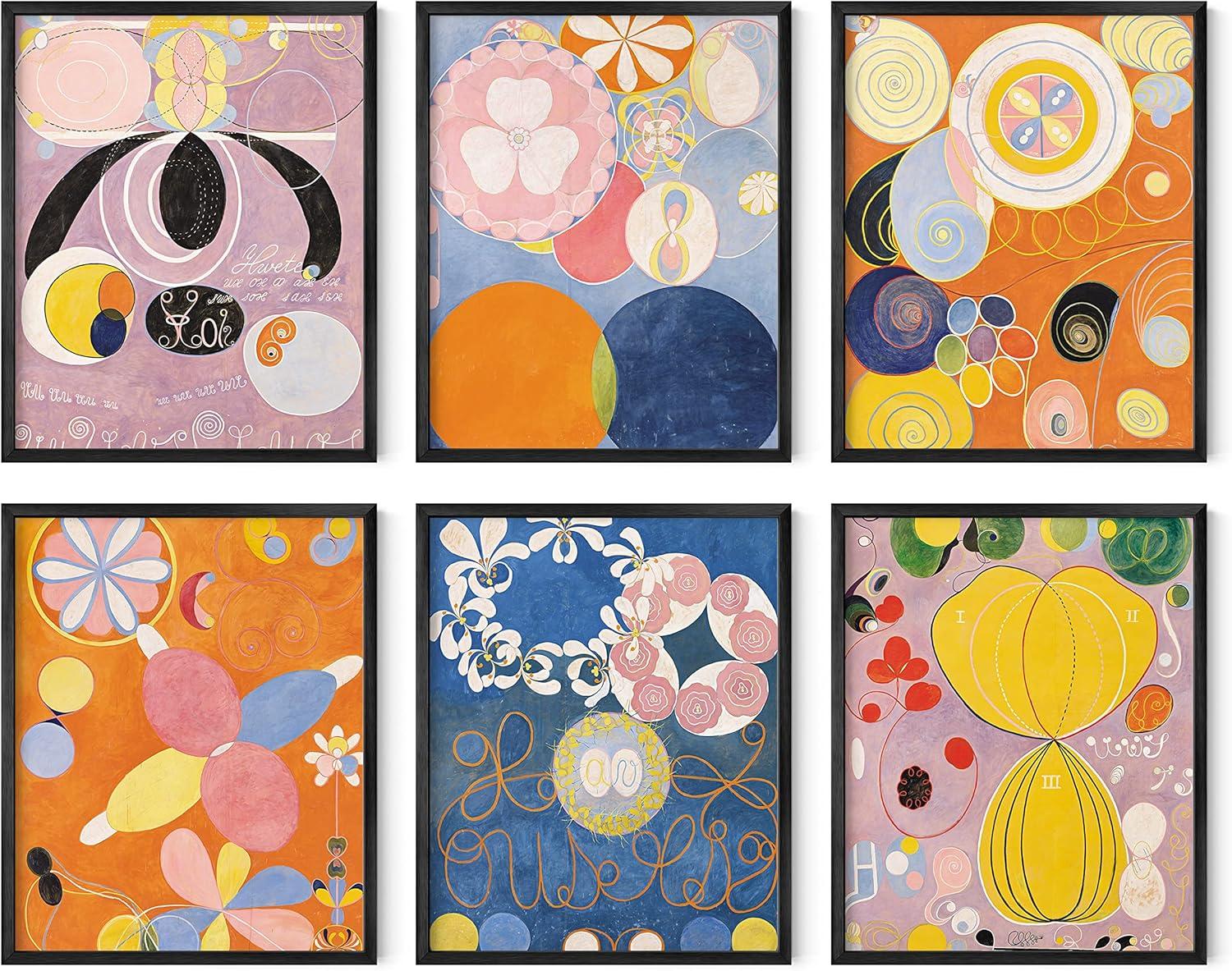 imageHAUS AND HUES Hilma Af Klint Wall Decor  Set of 6 Famous Art Prints Vintage Wall Prints Famous Paintings Wall Art Artist Posters For Room Aesthetic Geometric Wall Print 11x14 UnframedHilma Af Klint