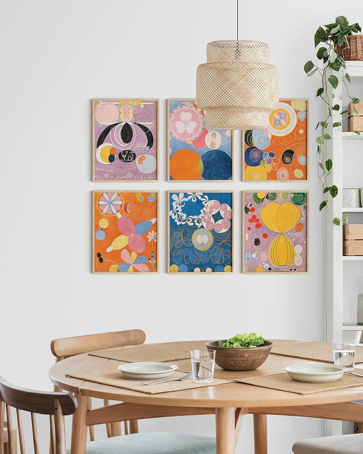 imageHAUS AND HUES Hilma Af Klint Wall Decor  Set of 6 Famous Art Prints Vintage Wall Prints Famous Paintings Wall Art Artist Posters For Room Aesthetic Geometric Wall Print 11x14 UnframedHilma Af Klint