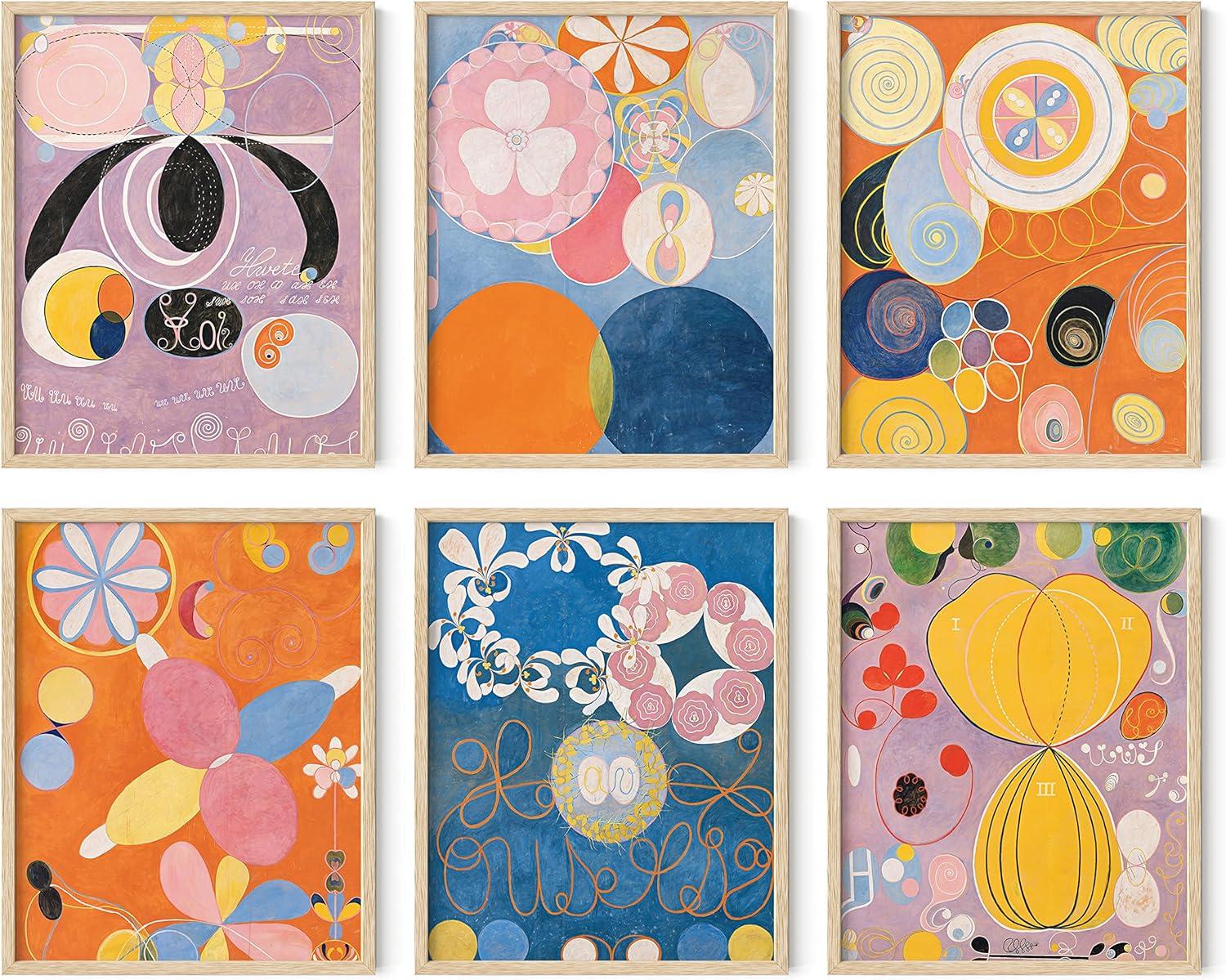 imageHAUS AND HUES Hilma Af Klint Wall Decor  Set of 6 Famous Art Prints Vintage Wall Prints Famous Paintings Wall Art Artist Posters For Room Aesthetic Geometric Wall Print 11x14 UnframedHilma Af Klint