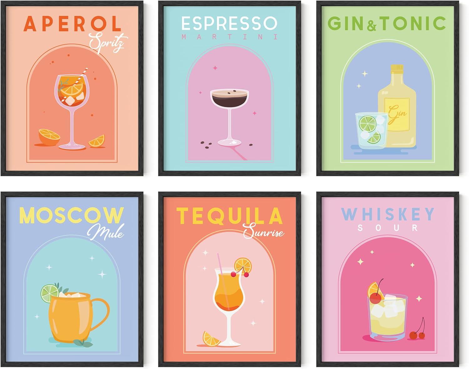 imageHAUS AND HUES Preppy Pictures for Wall  Set of 6 Colorful Wall Art Preppy Collage Prints Pink Bedroom Decor Bright Pink Aesthetic Cute Girls Posters College Wall Art Black Frame 11x14Party