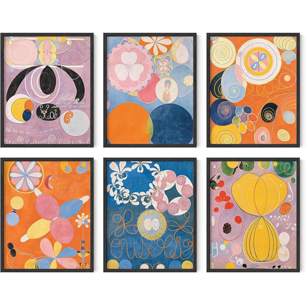 imageHAUS AND HUES Hilma Af Klint Wall Decor  Set of 6 Famous Art Prints Vintage Wall Prints Famous Paintings Wall Art Artist Posters For Room Aesthetic Geometric Wall Print 11x14 UnframedHilma Af Klint