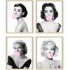imageHAUS AND HUES Celebrity Pop Art Wall Decor  Set of 4 Fashion Wall Art  Audrey Hepburn Marilyn Monroe Grace Kelly Elizabeth Taylor Posters 8x10 Beige FramedBeige Framed