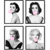 imageHAUS AND HUES Celebrity Pop Art Wall Decor  Set of 4 Fashion Wall Art  Audrey Hepburn Marilyn Monroe Grace Kelly Elizabeth Taylor Posters 8x10 Beige FramedBlack Framed