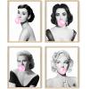 imageHAUS AND HUES Celebrity Pop Art Wall Decor  Set of 4 Fashion Wall Art  Audrey Hepburn Marilyn Monroe Grace Kelly Elizabeth Taylor Posters 8x10 Beige FramedBeige Framed