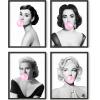 imageHAUS AND HUES Celebrity Pop Art Wall Decor  Set of 4 Fashion Wall Art  Audrey Hepburn Marilyn Monroe Grace Kelly Elizabeth Taylor Posters 8x10 Beige FramedBlack Framed
