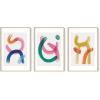 imageHAUS AND HUES Line Art Wall Decor  Set of 3 Minimalist Abstract Prints Neutral Modern Wall Art for Living Room Black Frame 24x36Bright Abstract