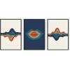 imageHAUS AND HUES Line Art Wall Decor  Set of 3 Minimalist Abstract Prints Neutral Modern Wall Art for Living Room Black Frame 24x36Retro Layered Lips