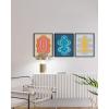imageHAUS AND HUES Line Art Wall Decor  Set of 3 Minimalist Abstract Prints Neutral Modern Wall Art for Living Room Black Frame 24x36Retro Shapes