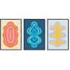 imageHAUS AND HUES Line Art Wall Decor  Set of 3 Minimalist Abstract Prints Neutral Modern Wall Art for Living Room Black Frame 24x36Retro Shapes