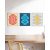 imageHAUS AND HUES Line Art Wall Decor  Set of 3 Minimalist Abstract Prints Neutral Modern Wall Art for Living Room Black Frame 24x36Retro Shapes