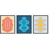 imageHAUS AND HUES Line Art Wall Decor  Set of 3 Minimalist Abstract Prints Neutral Modern Wall Art for Living Room Black Frame 24x36Retro Shapes