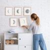 imageHAUS AND HUES Phases of the Moon Wall Decor  Set of 5 Moon Phases Prints Moon Phases Wall Art for Bedroom Moon Phase Transition Art  Black Framed 16x205 Phases