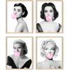 imageHAUS AND HUES Celebrity Pop Art Wall Decor  Set of 4 Fashion Wall Art  Audrey Hepburn Marilyn Monroe Grace Kelly Elizabeth Taylor Posters 8x10 Beige FramedBeige Framed
